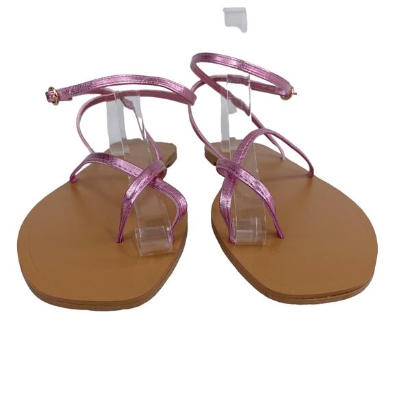 ASOS Sandals 8 Pink Metallic Ankle Strap New - Picture 5 of 9